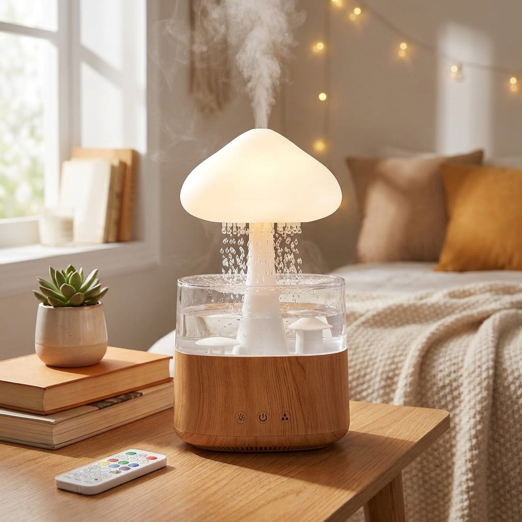 MISORA Rain Cloud Humidifier on a cozy desk
